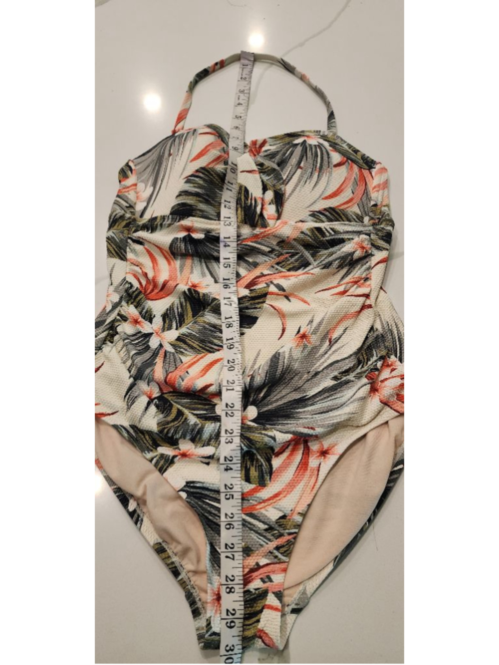 Kona Sol Women's One Piece Swimsuit Large L Floral Tropical Palm Leaf Textured - Picture 7 of 8